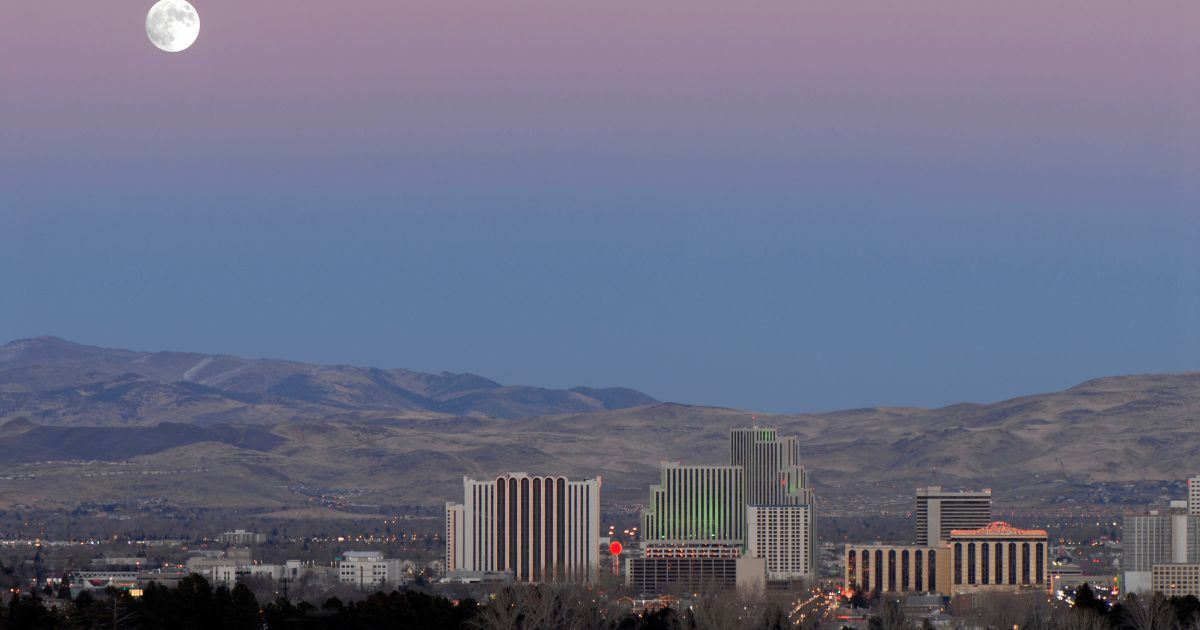 Beautiful mountains looking over Reno at sunset.