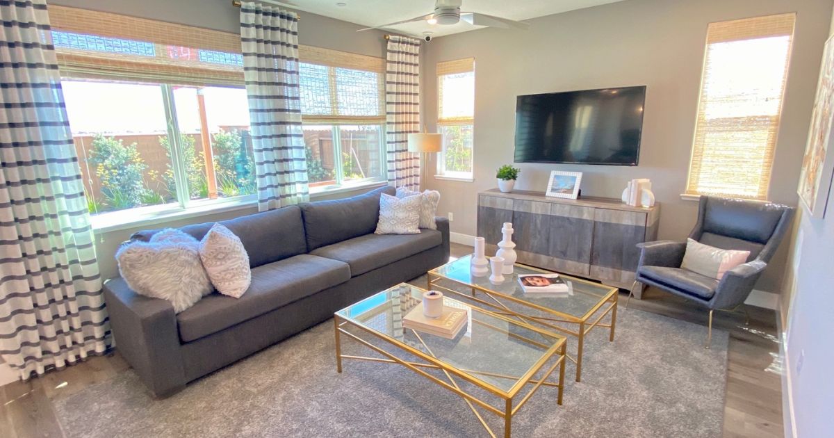  Living room inside new home ready to move in now at Reflections at Poppy Lane.